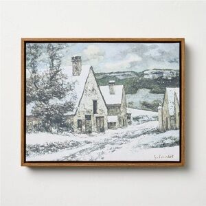 11"x14" Snowy Town Burlap Wall Art - Hearth & Hand™ with Magnolia